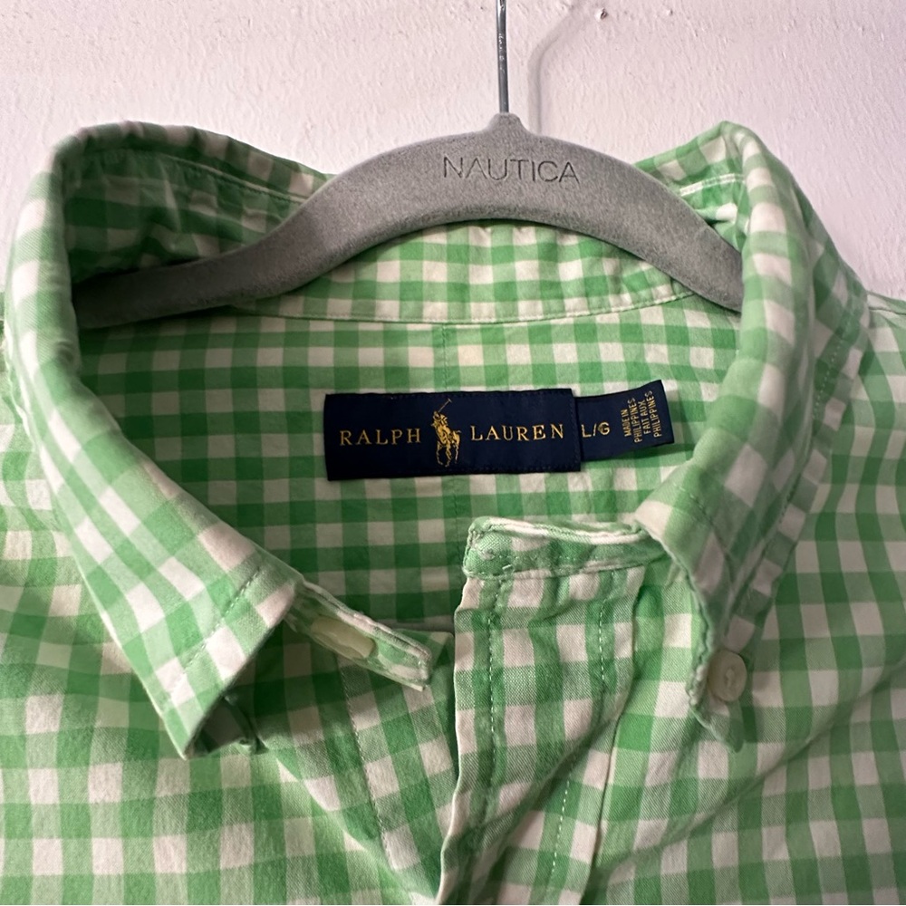 Ralph Lauren Green Checked Men's Button-Down Shirt Size Large - Picture 8 of 10